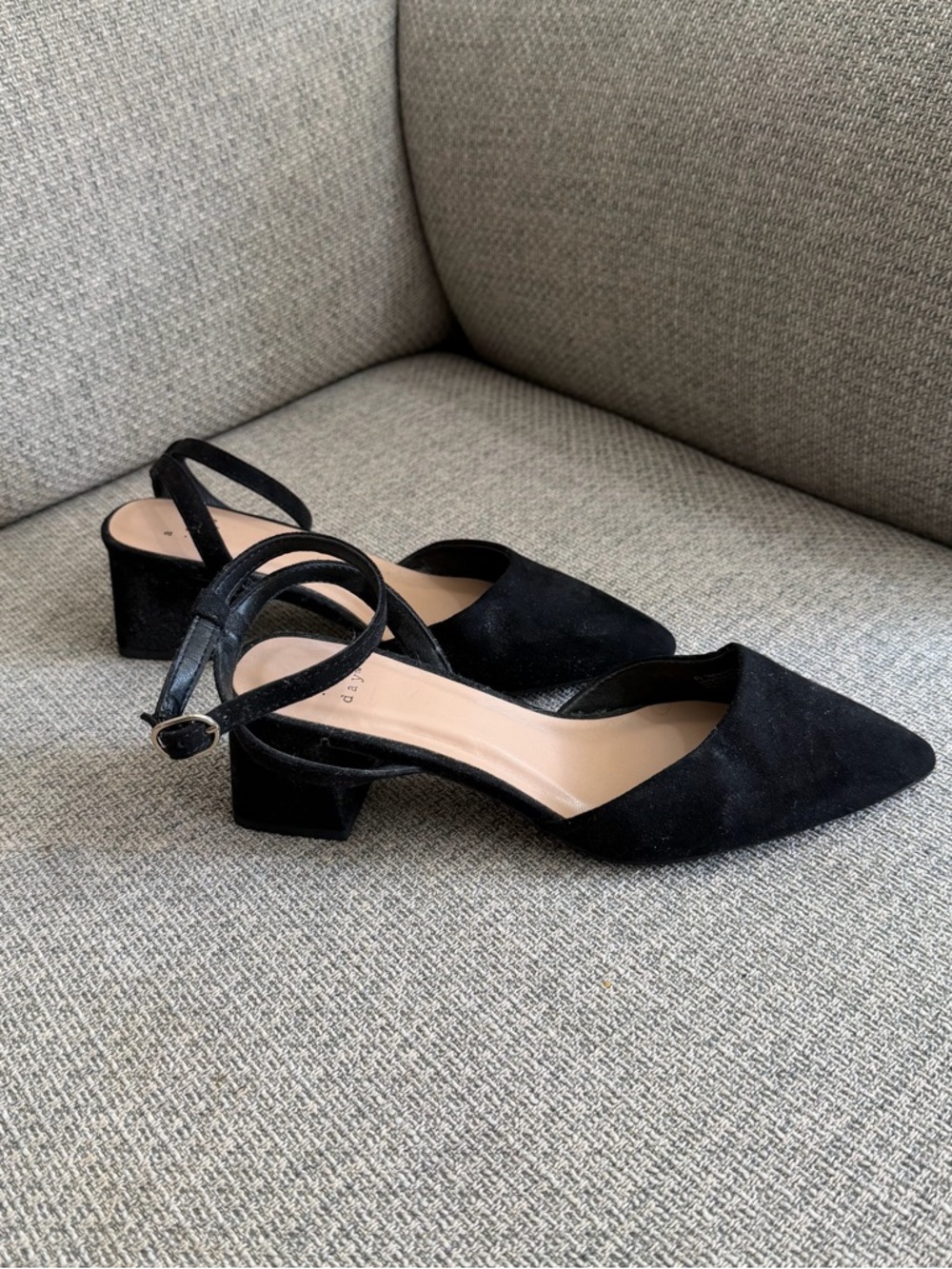 A New Day- Black Pointed Toe Block Heel Pumps